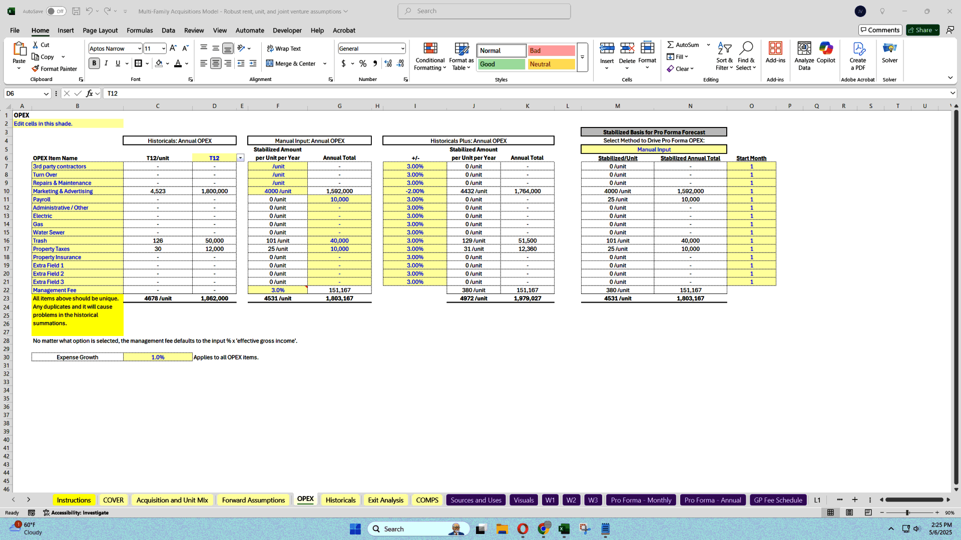 Multi-family Acquisitions Model - Includes Waterfall (Excel template (XLSX)) Preview Image