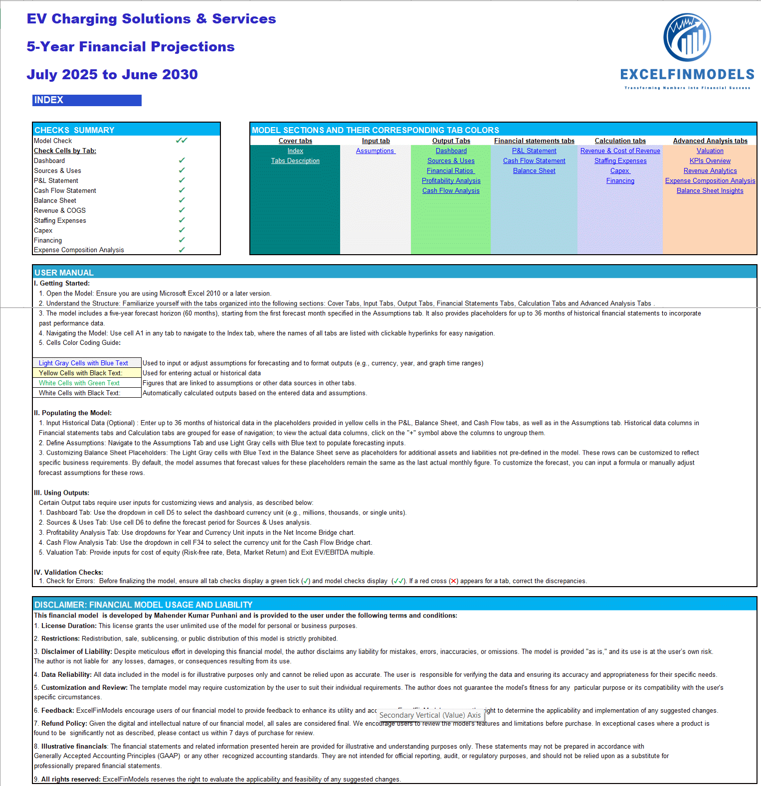 EV Charging Solutions & Services Business Financial Model (Excel template (XLSX)) Preview Image