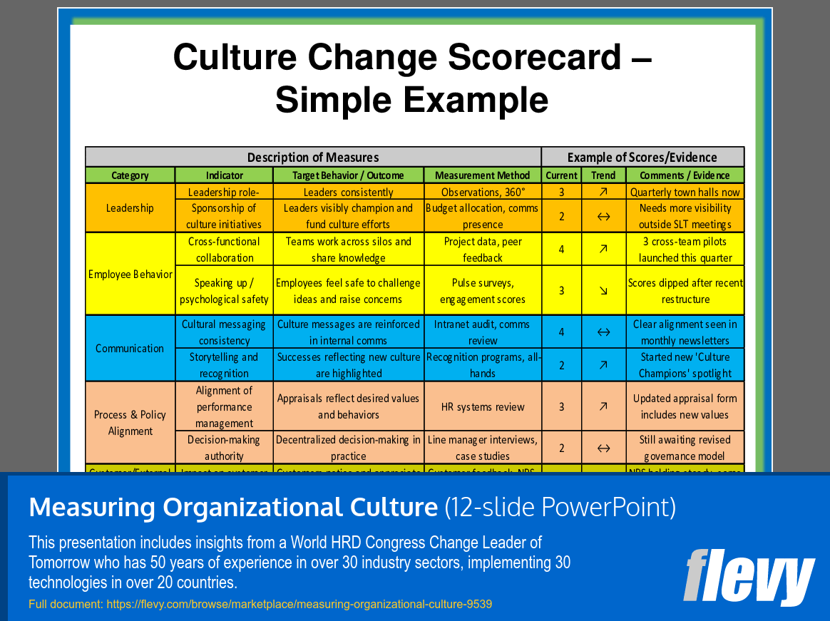 Measuring Organizational Culture (12-slide PPT PowerPoint presentation slide deck (PPT)) Preview Image