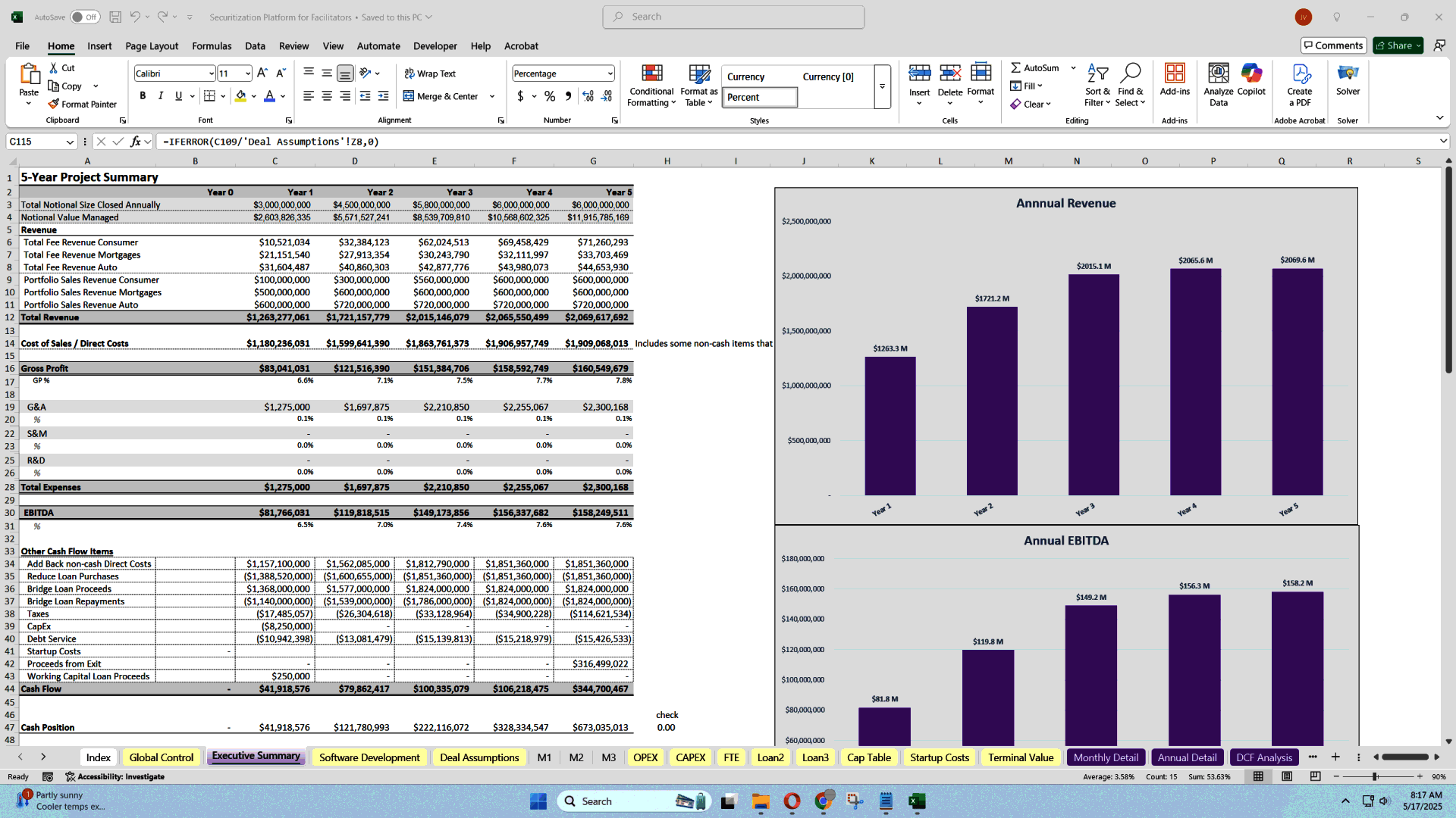 Securitization Structurer Startup Financial Model (Excel template (XLSX)) Preview Image