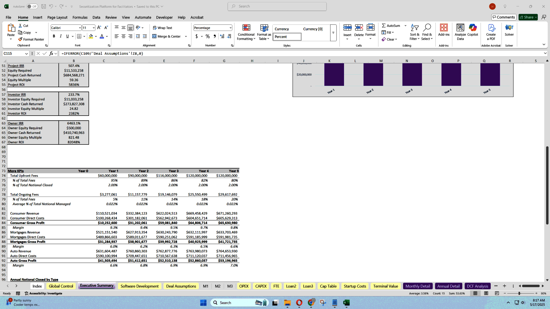 Securitization Structurer Startup Financial Model (Excel template (XLSX)) Preview Image