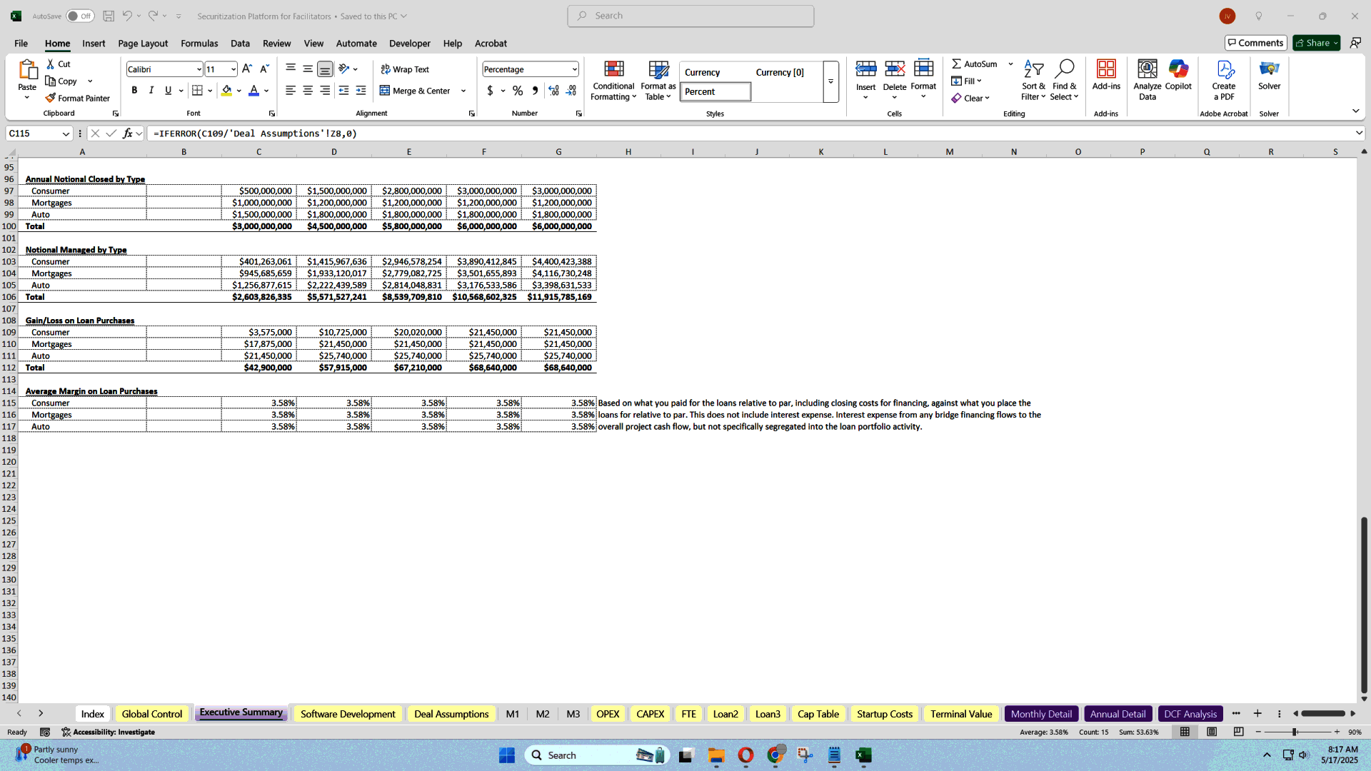 Securitization Structurer Startup Financial Model (Excel template (XLSX)) Preview Image