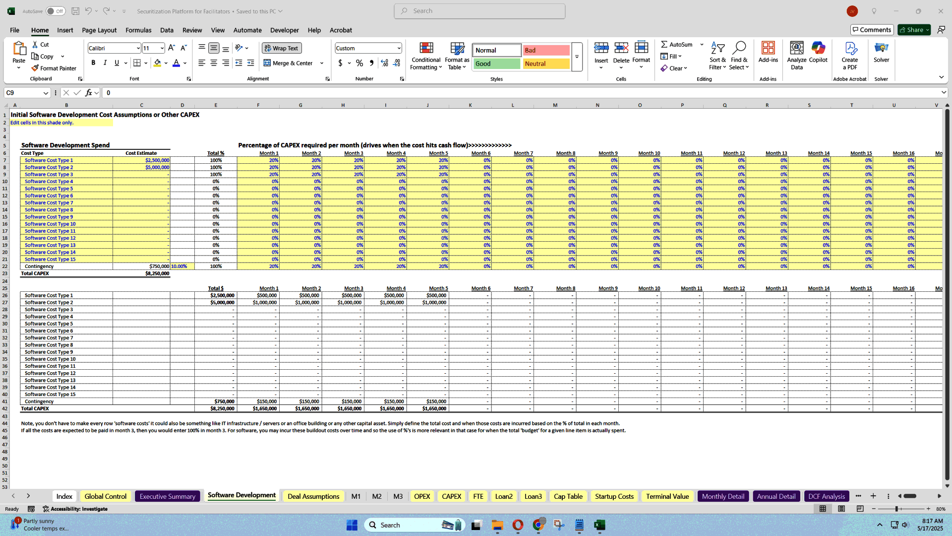Securitization Structurer Startup Financial Model (Excel template (XLSX)) Preview Image