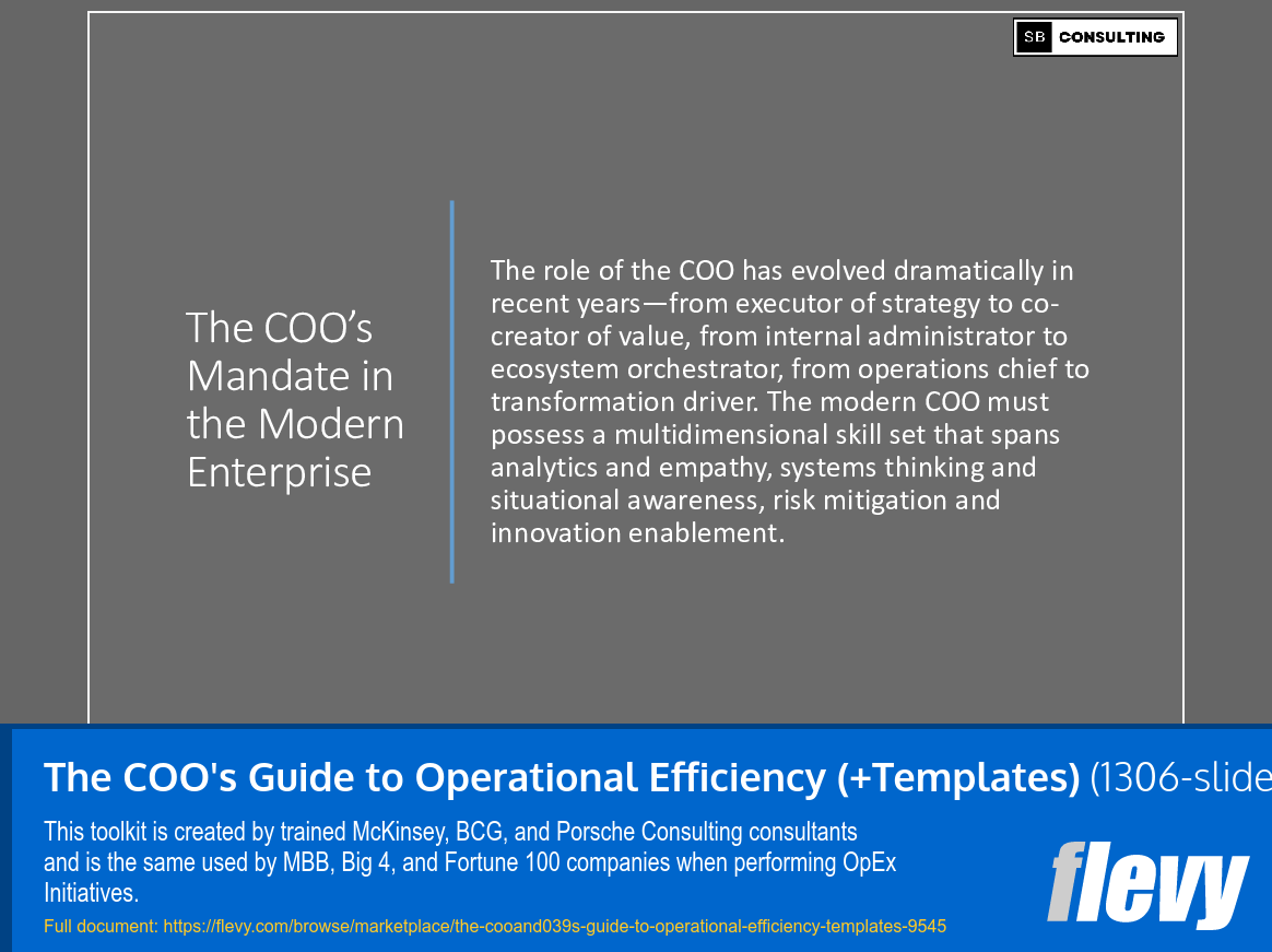 The COO's Guide to Operational Efficiency (+Templates) (1306-slide PPT PowerPoint presentation slide deck (PPTX)) Preview Image