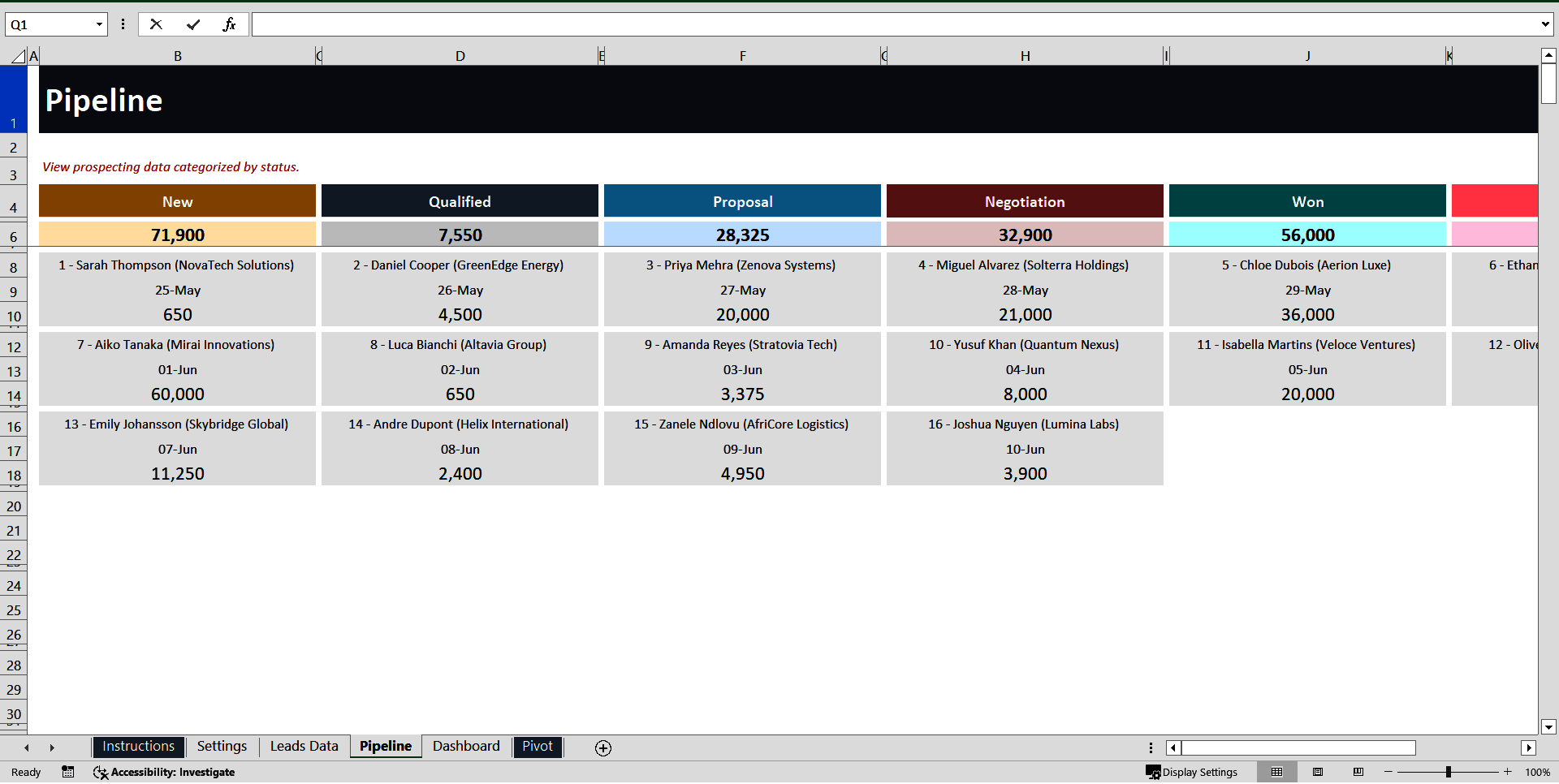 Sales Pipeline Excel Template (Excel template (XLSX)) Preview Image