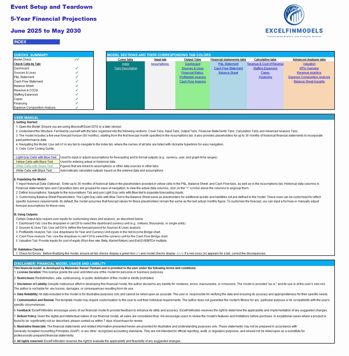 Event Setup and Teardown Business Financial Model (Excel template (XLSX)) Preview Image