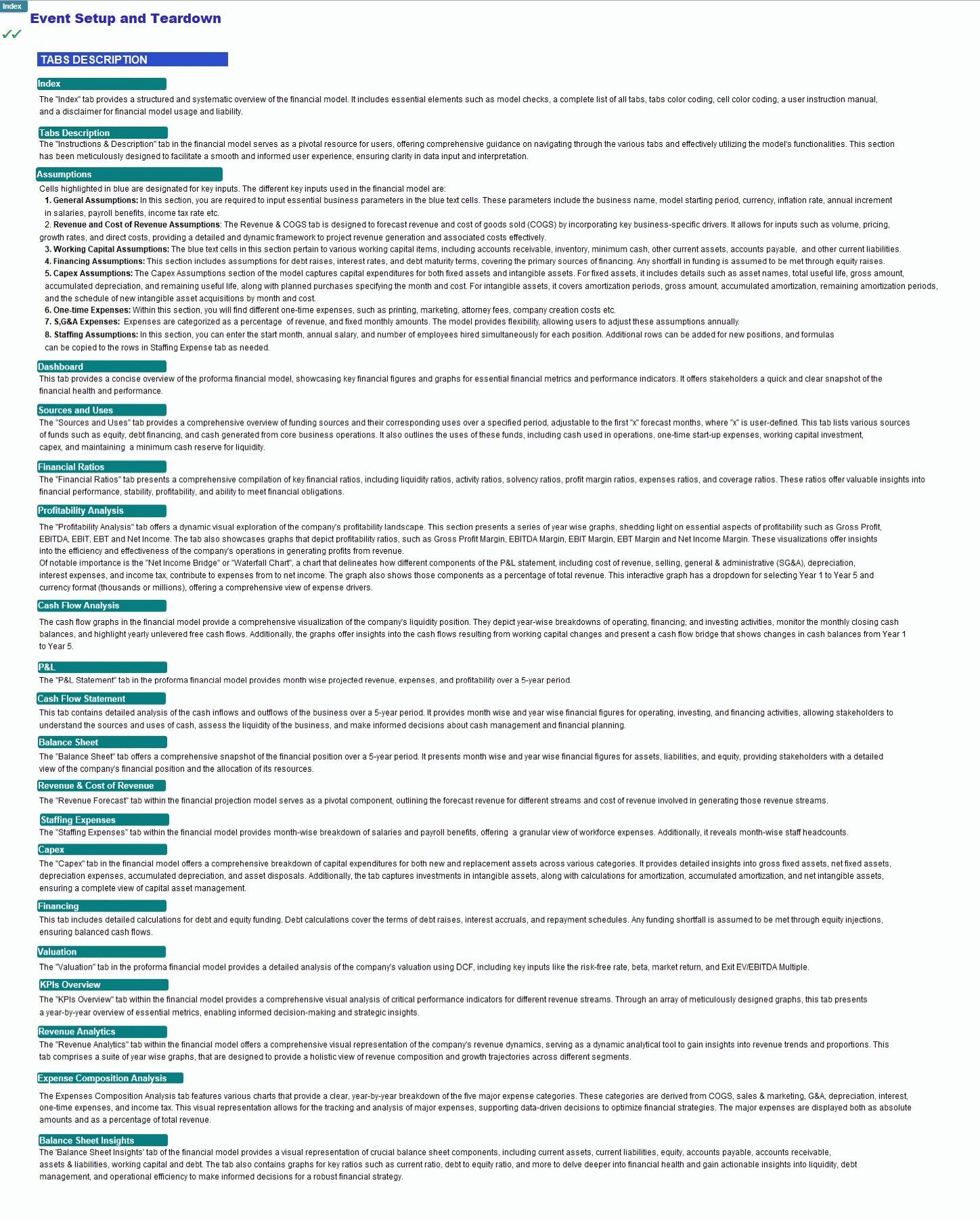 Event Setup and Teardown Business Financial Model (Excel template (XLSX)) Preview Image