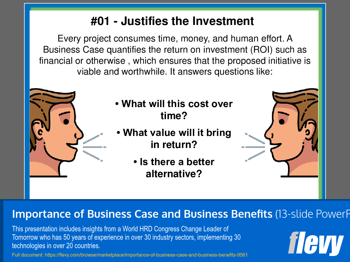 Importance of Business Case and Business Benefits (13-slide PPT PowerPoint presentation slide deck (PPT)) Preview Image