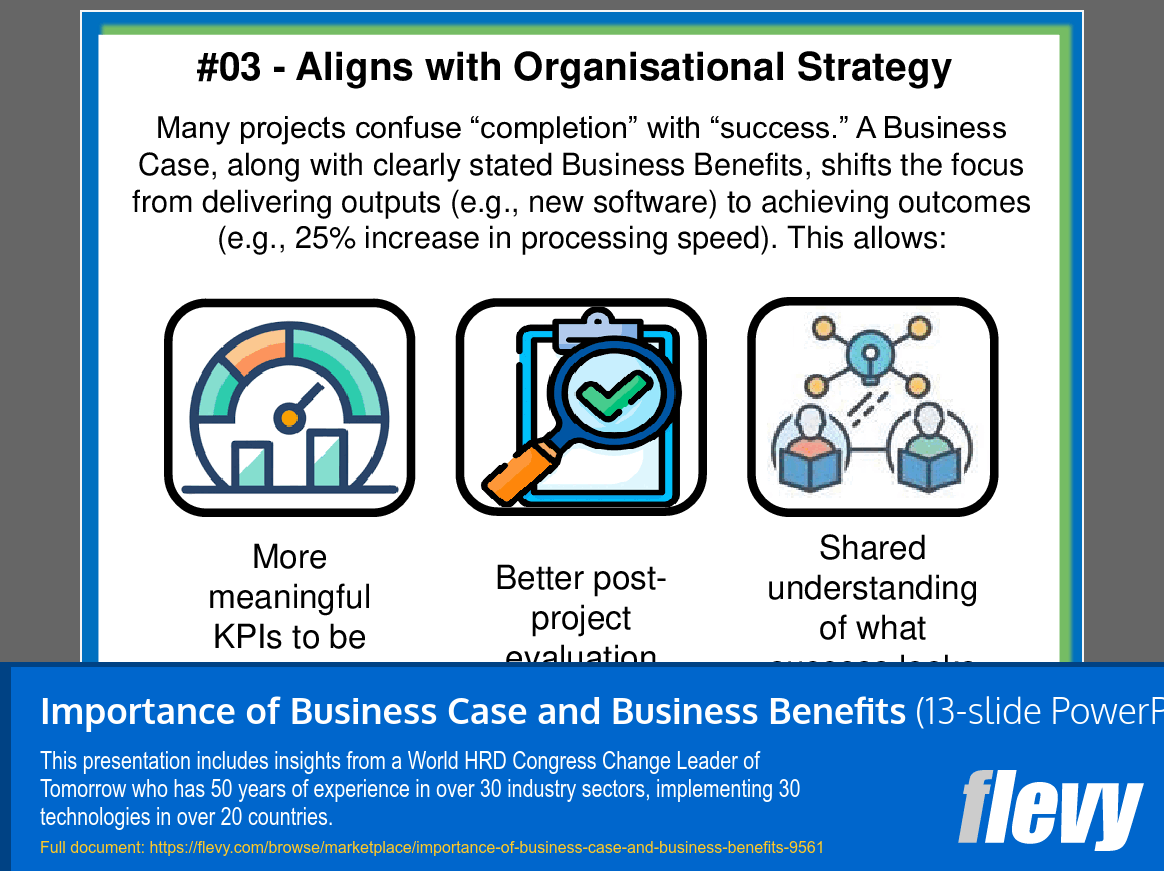 Importance of Business Case and Business Benefits (13-slide PPT PowerPoint presentation slide deck (PPT)) Preview Image