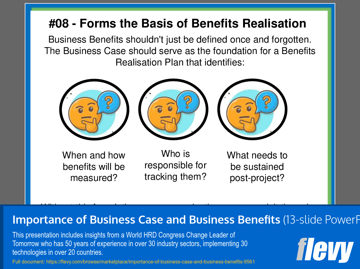 Importance of Business Case and Business Benefits (13-slide PPT PowerPoint presentation slide deck (PPT)) Preview Image