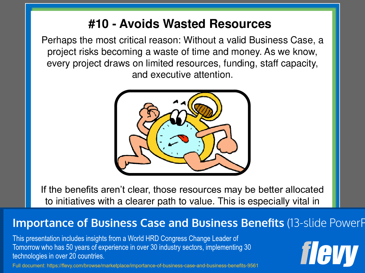 Importance of Business Case and Business Benefits (13-slide PPT PowerPoint presentation slide deck (PPT)) Preview Image