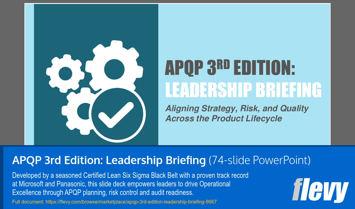 APQP 3rd Edition: Leadership Briefing (74-slide PPT PowerPoint presentation slide deck (PPTX)) Preview Image