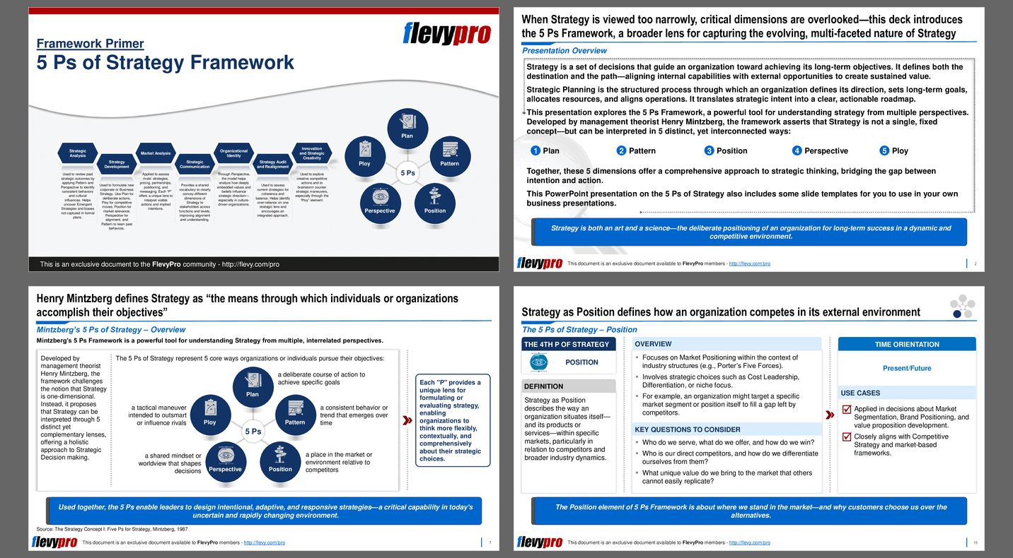 5 Ps of Strategy Framework (31-slide PPT PowerPoint presentation slide deck (PPTX)) Preview Image