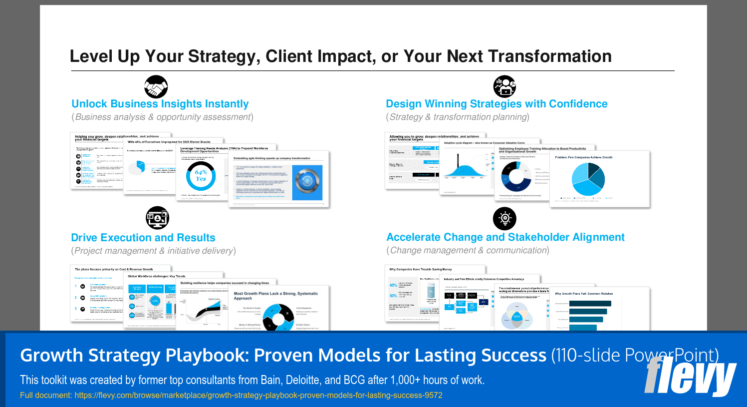 Growth Strategy Playbook: Proven Models for Lasting Success (110-slide PPT PowerPoint presentation slide deck (PPTX)) Preview Image