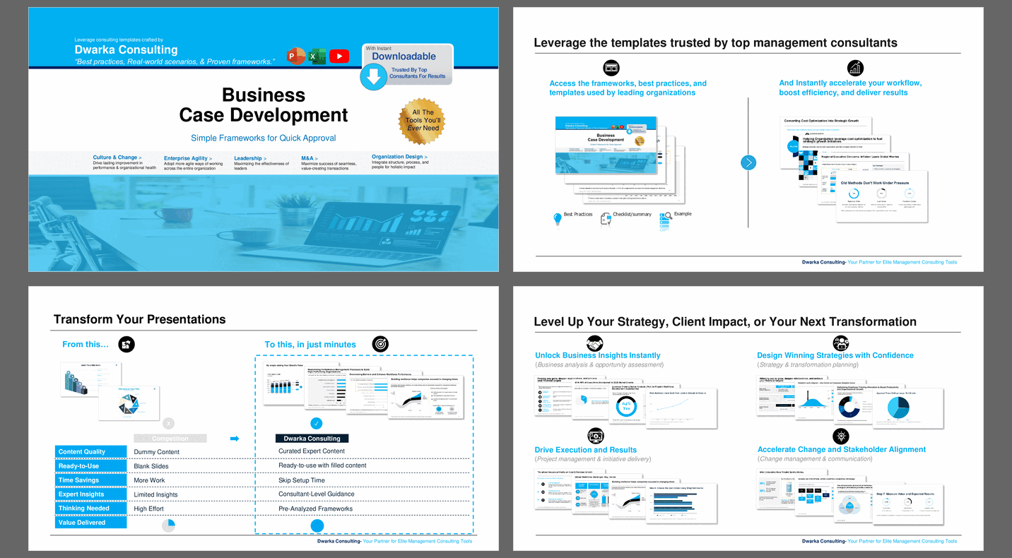 Business Case Development: Proven Tools for Fast Approval (111-slide PPT PowerPoint presentation slide deck (PPTX)) Preview Image