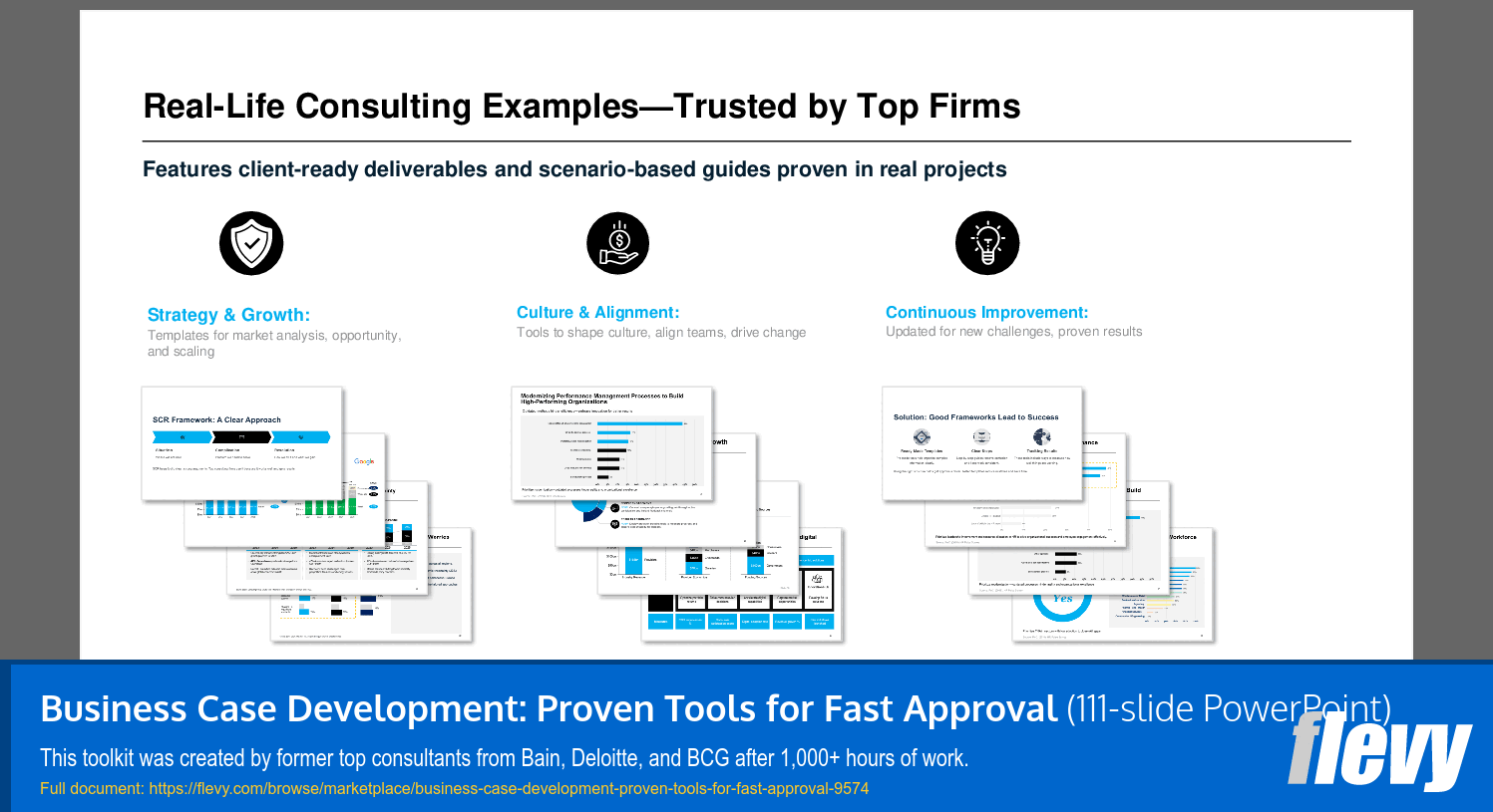 Business Case Development: Proven Tools for Fast Approval (111-slide PPT PowerPoint presentation slide deck (PPTX)) Preview Image