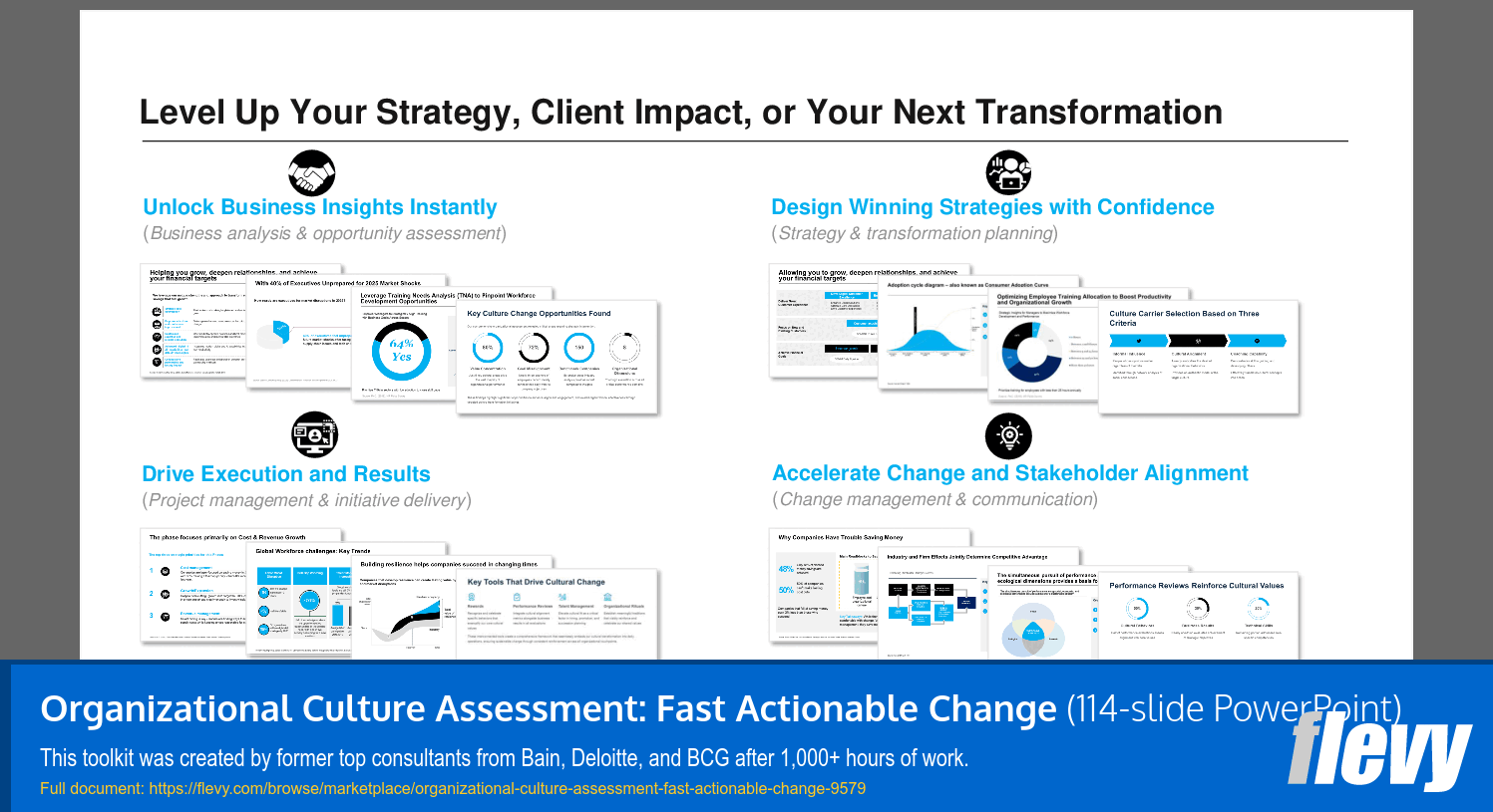 Organizational Culture Assessment: Fast Actionable Change (114-slide PPT PowerPoint presentation slide deck (PPTX)) Preview Image