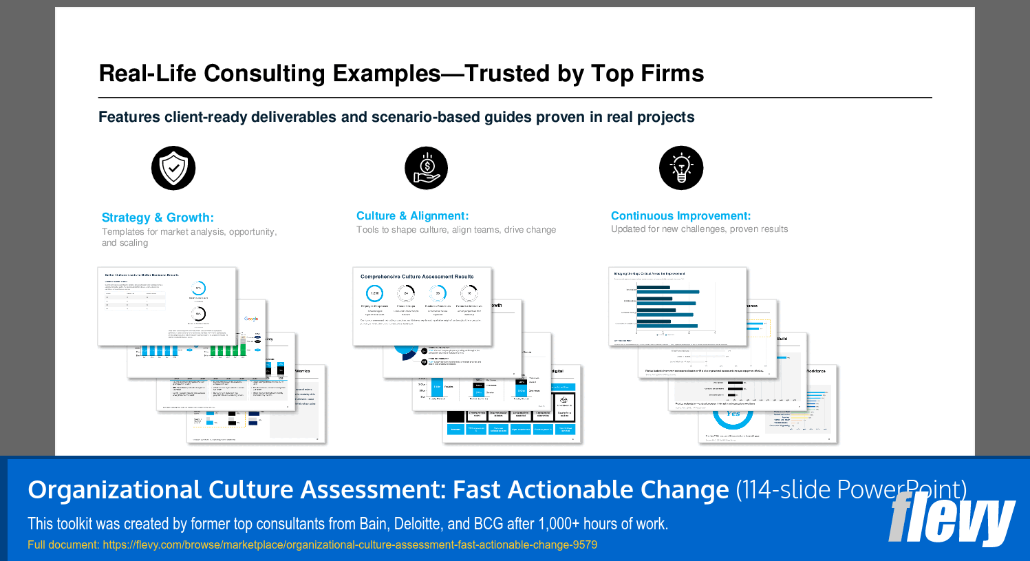 Organizational Culture Assessment: Fast Actionable Change (114-slide PPT PowerPoint presentation slide deck (PPTX)) Preview Image
