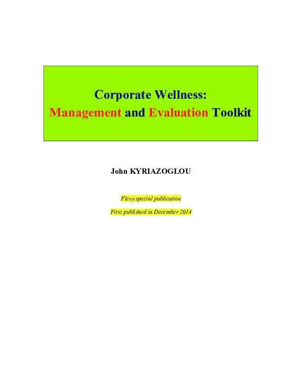 Corporate Wellness: Management and Evaluation Toolkit (45-page PDF document) Preview Image