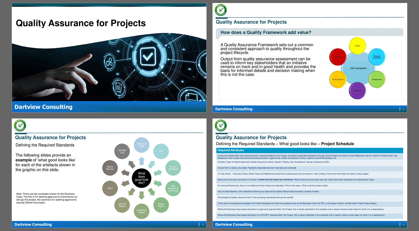 Quality Assurance for Projects (42-slide PPT PowerPoint presentation slide deck (PPTX)) Preview Image