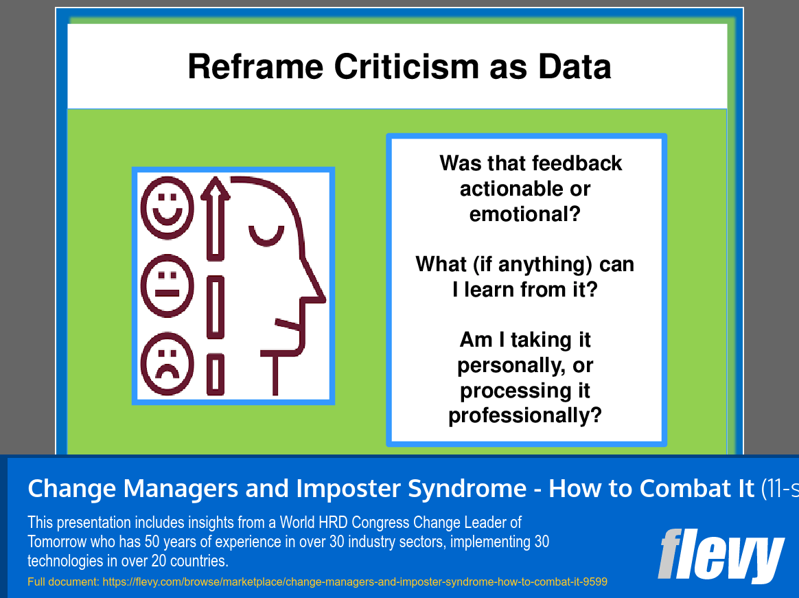 Change Managers and Imposter Syndrome - How to Combat It (11-slide PPT PowerPoint presentation slide deck (PPT)) Preview Image