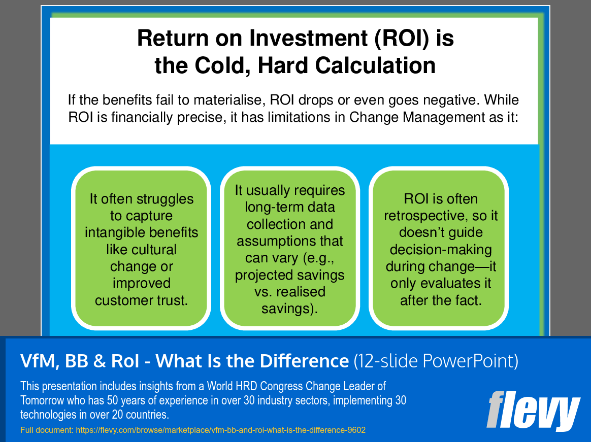 VfM, BB & RoI - What Is the Difference (12-slide PPT PowerPoint presentation slide deck (PPT)) Preview Image