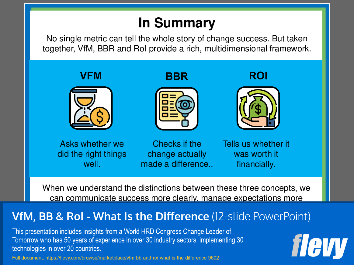 VfM, BB & RoI - What Is the Difference (12-slide PPT PowerPoint presentation slide deck (PPT)) Preview Image