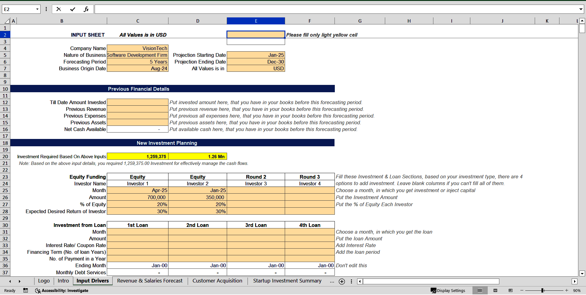 Software Development Firm Financial Projection Model (Excel template (XLSX)) Preview Image