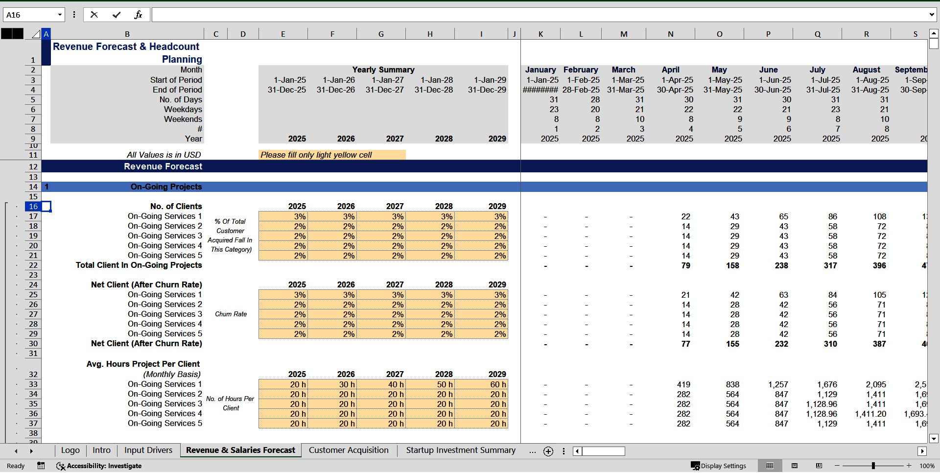 Software Development Firm Financial Projection Model (Excel template (XLSX)) Preview Image