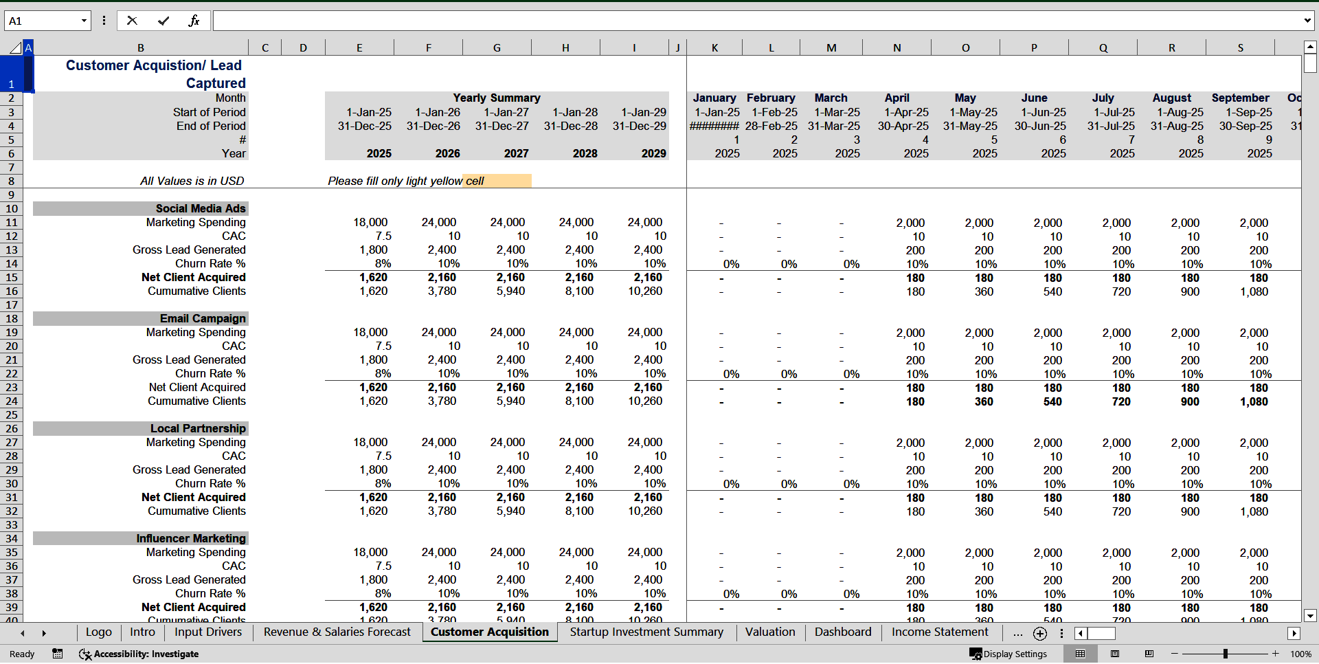 Software Development Firm Financial Projection Model (Excel template (XLSX)) Preview Image