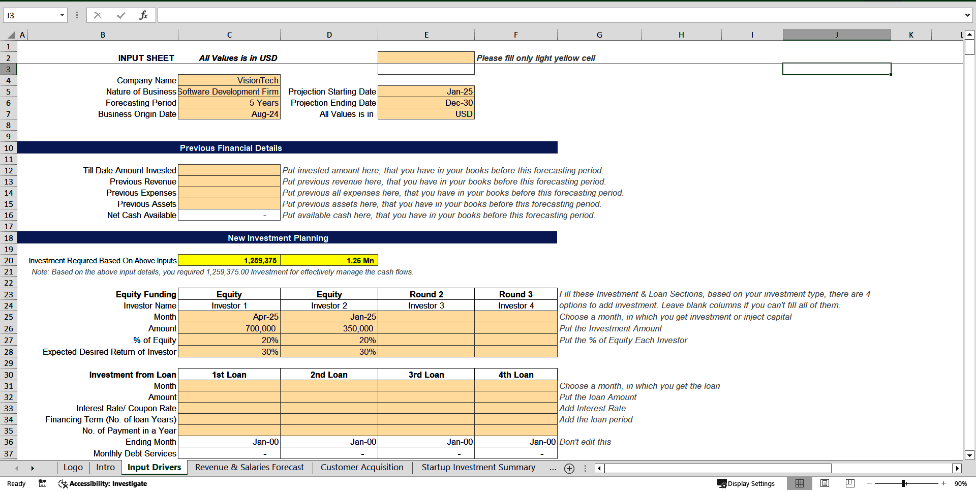 Financial Projection Model For Professional Services (Excel template (XLSX)) Preview Image