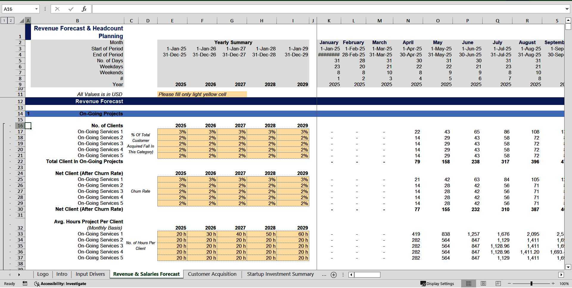 Financial Projection Model For Professional Services (Excel template (XLSX)) Preview Image