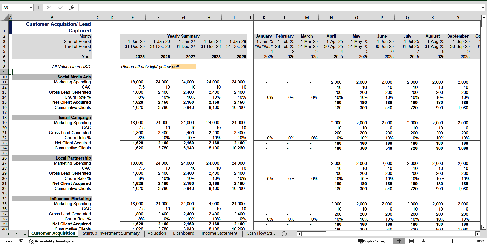 Financial Projection Model For Professional Services (Excel template (XLSX)) Preview Image