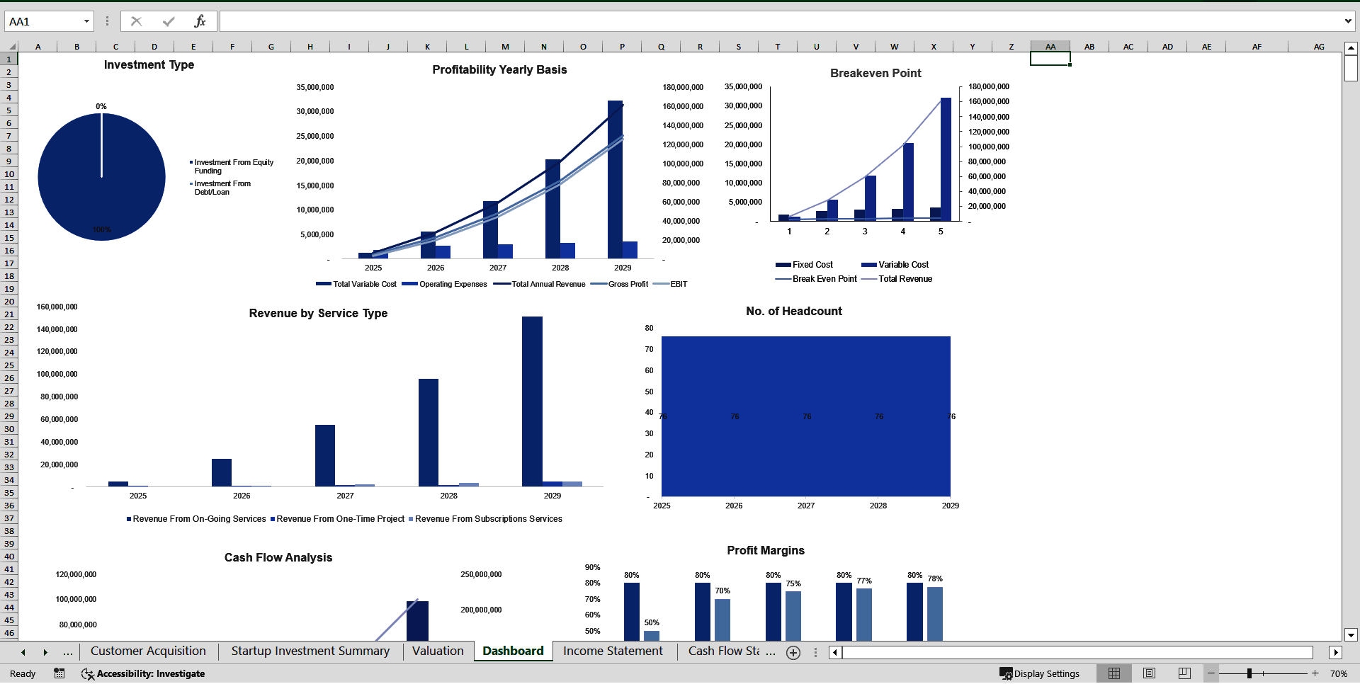 Financial Projection Model For Professional Services (Excel template (XLSX)) Preview Image