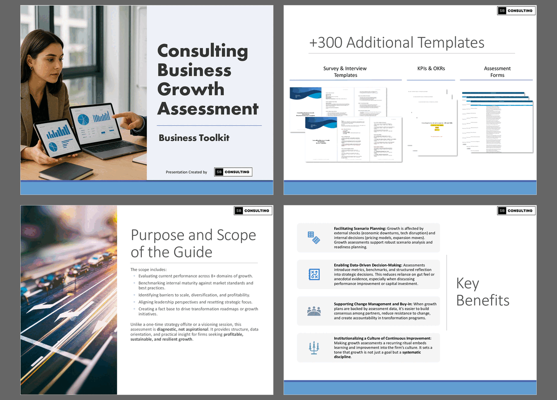 Consulting Business Growth Assessment Toolkit (+Templates) (911-slide PPT PowerPoint presentation slide deck (PPTX)) Preview Image