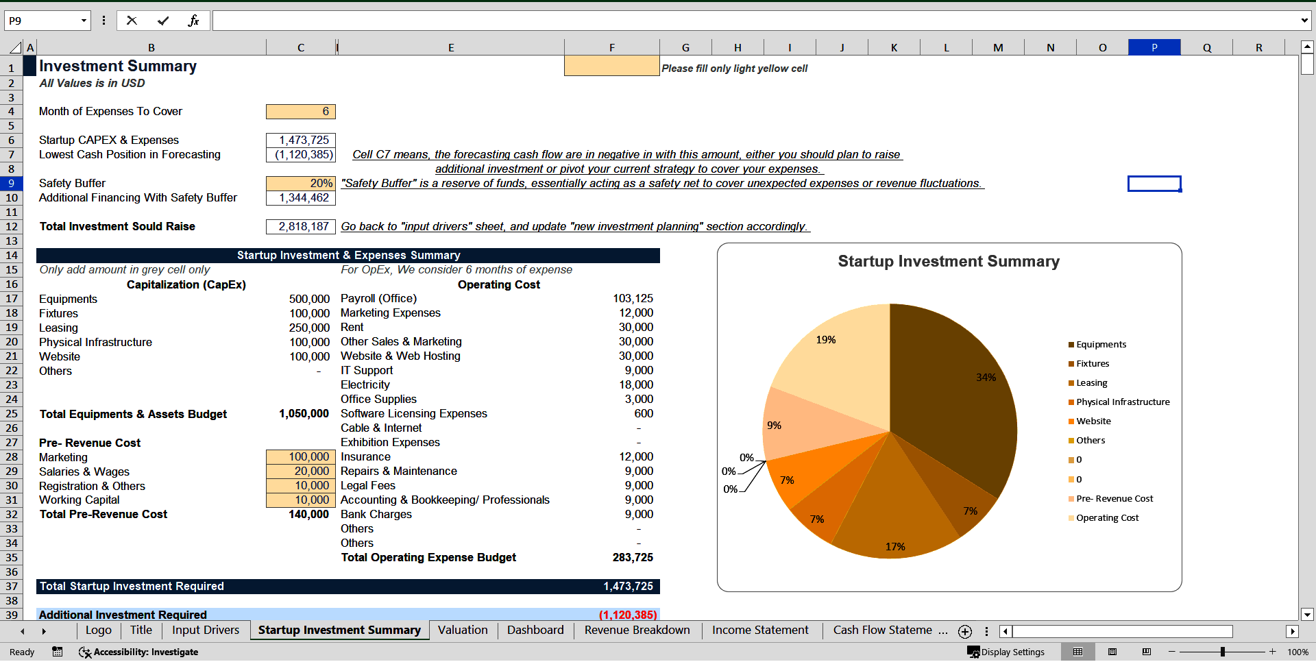 Padel Club Financial Projection Model (Excel template (XLSX)) Preview Image