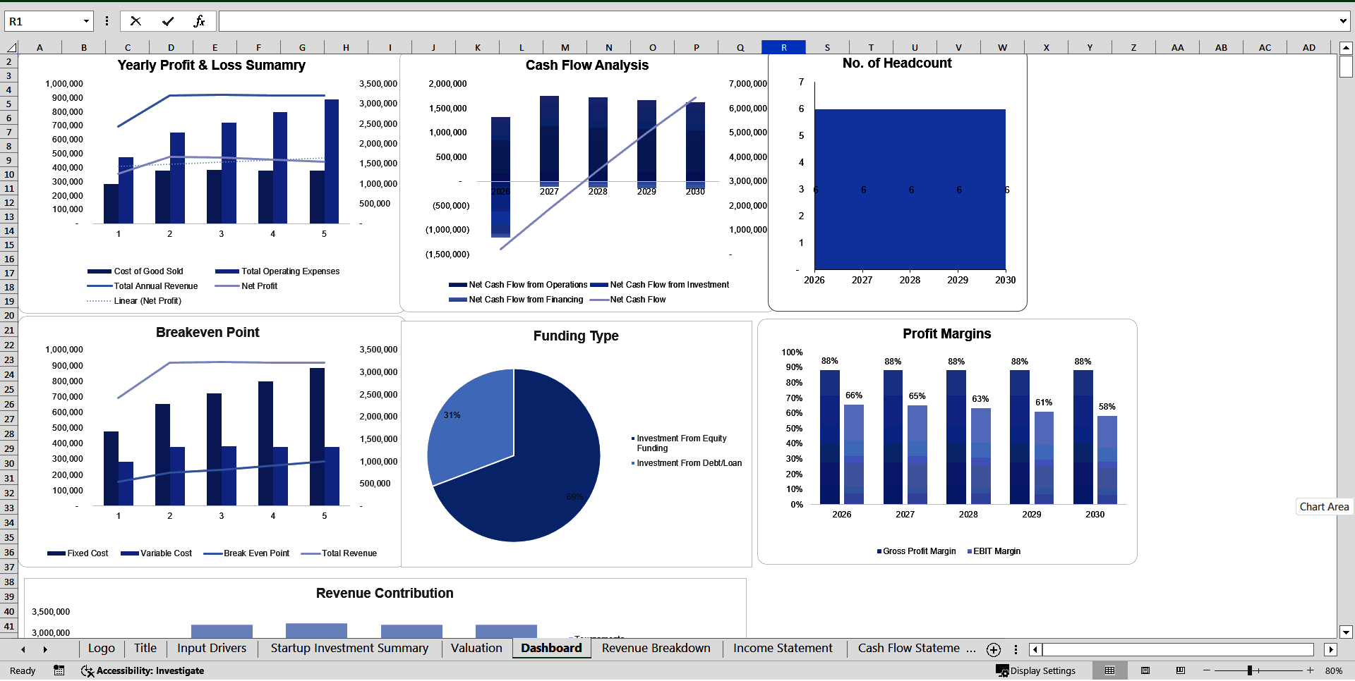 Padel Club Financial Projection Model (Excel template (XLSX)) Preview Image