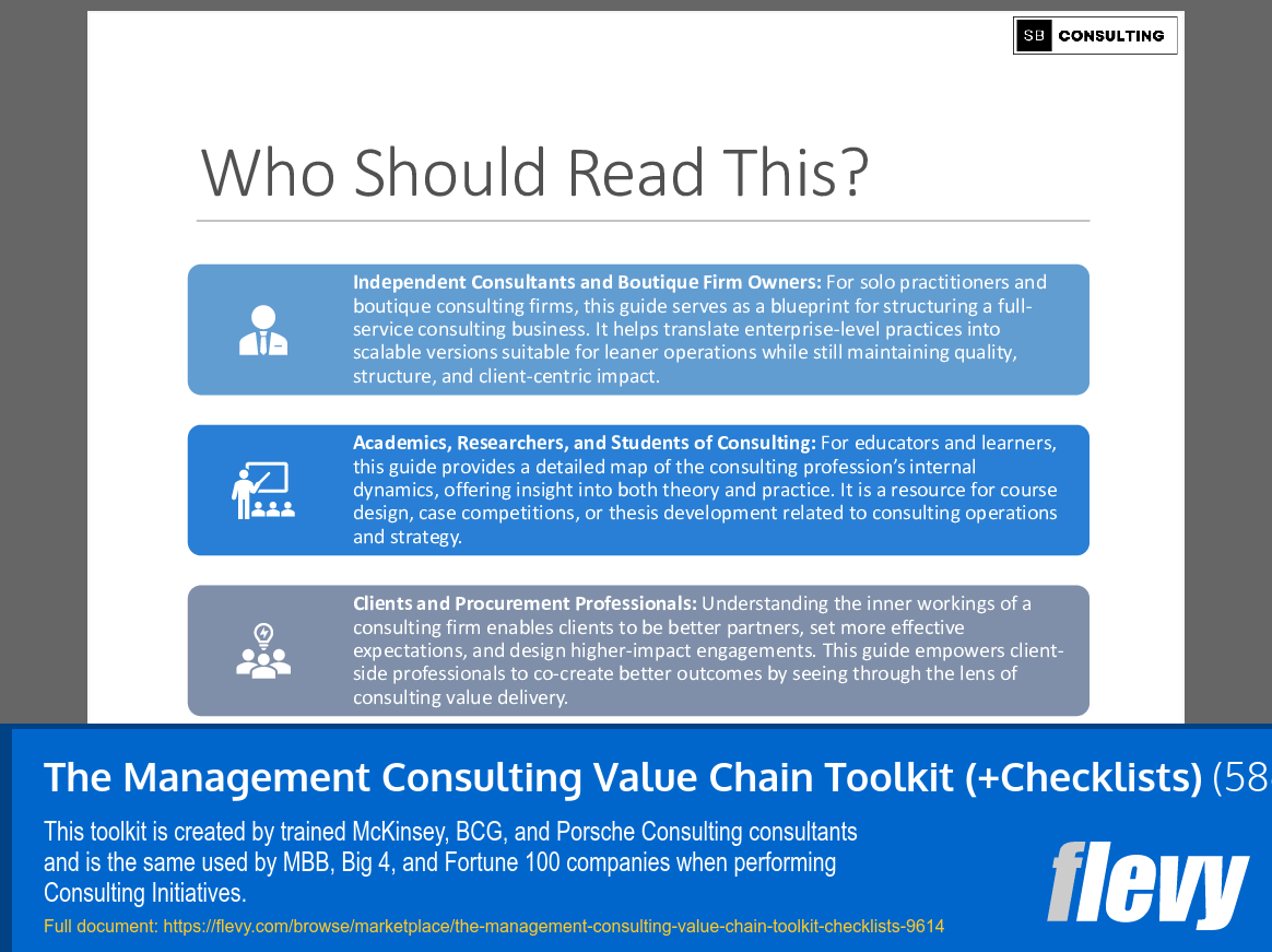 The Management Consulting Value Chain Toolkit (+Checklists) (586-slide PPT PowerPoint presentation slide deck (PPTX)) Preview Image