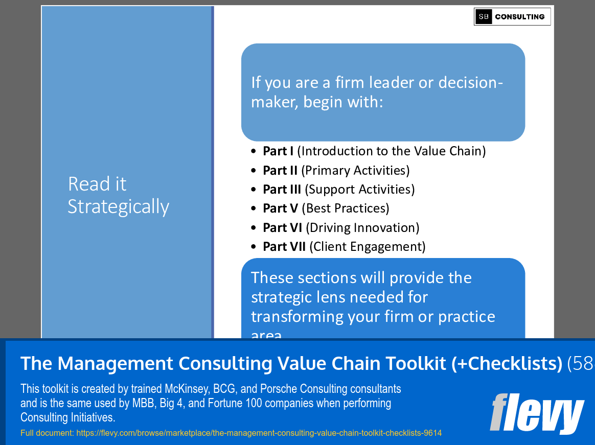 The Management Consulting Value Chain Toolkit (+Checklists) (586-slide PPT PowerPoint presentation slide deck (PPTX)) Preview Image