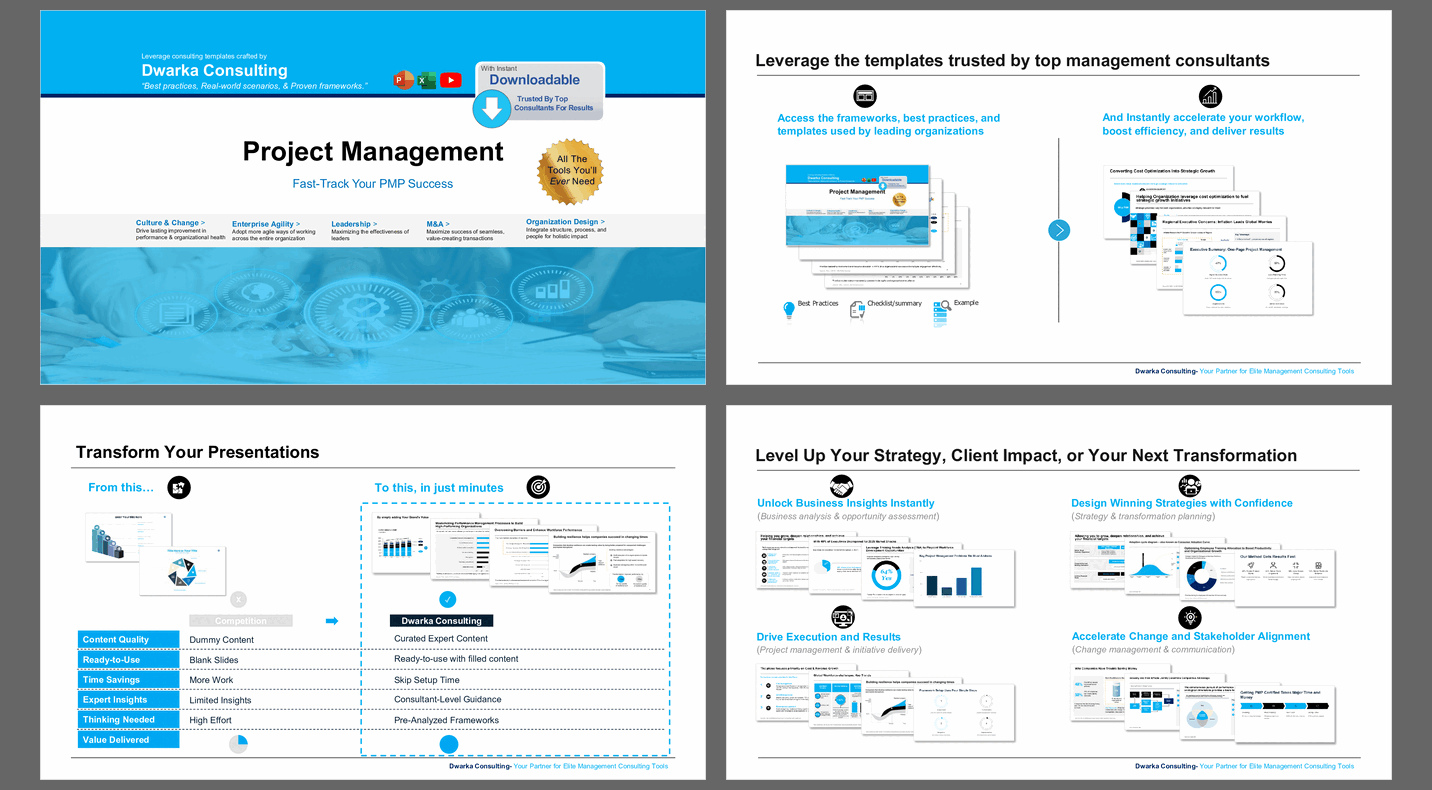 One-Page Project Management: Fast-Track Your PMP Success (130-slide PPT PowerPoint presentation slide deck (PPTX)) Preview Image