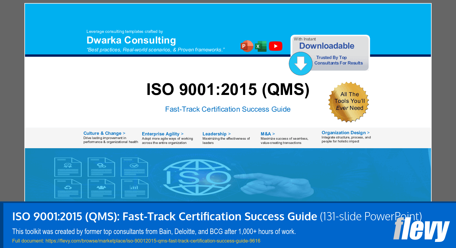 ISO 9001:2015 (QMS): Fast-Track Certification Success Guide (131-slide PPT PowerPoint presentation slide deck (PPTX)) Preview Image