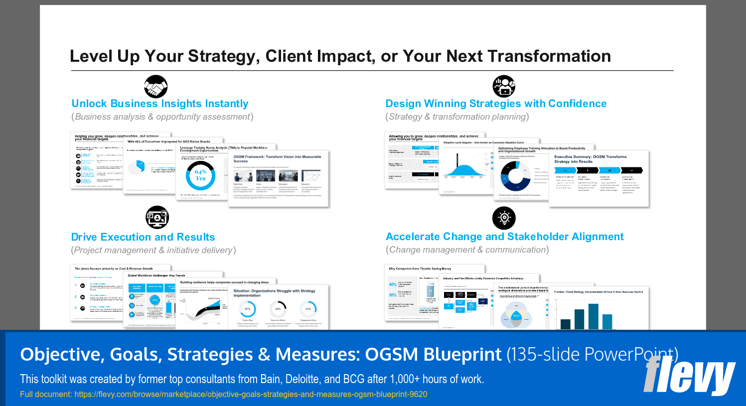 Objective, Goals, Strategies & Measures: OGSM Blueprint (135-slide PPT PowerPoint presentation slide deck (PPTX)) Preview Image
