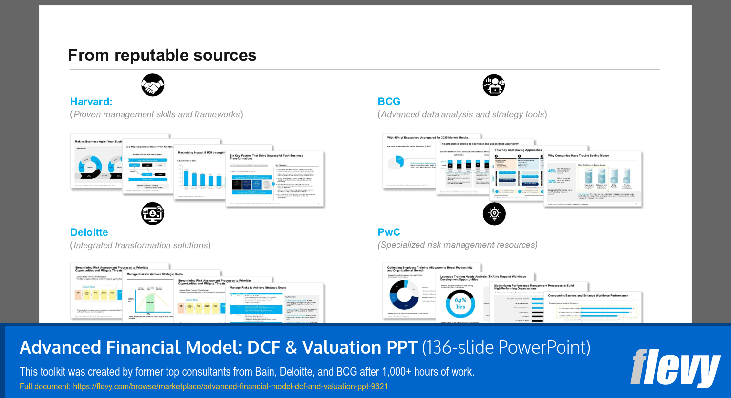 Advanced Financial Model: DCF & Valuation Presentation (136-slide PPT PowerPoint presentation slide deck (PPTX)) Preview Image