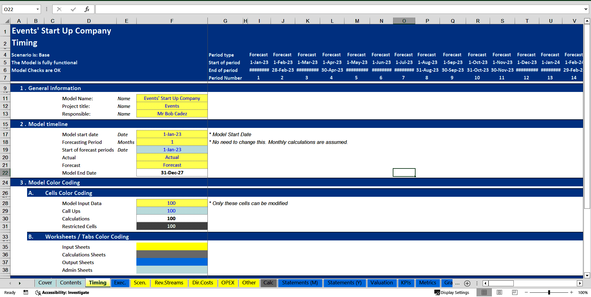 Events Company Start Up Financial Model (5 Year Monthly DCF) (Excel template (XLSX)) Preview Image