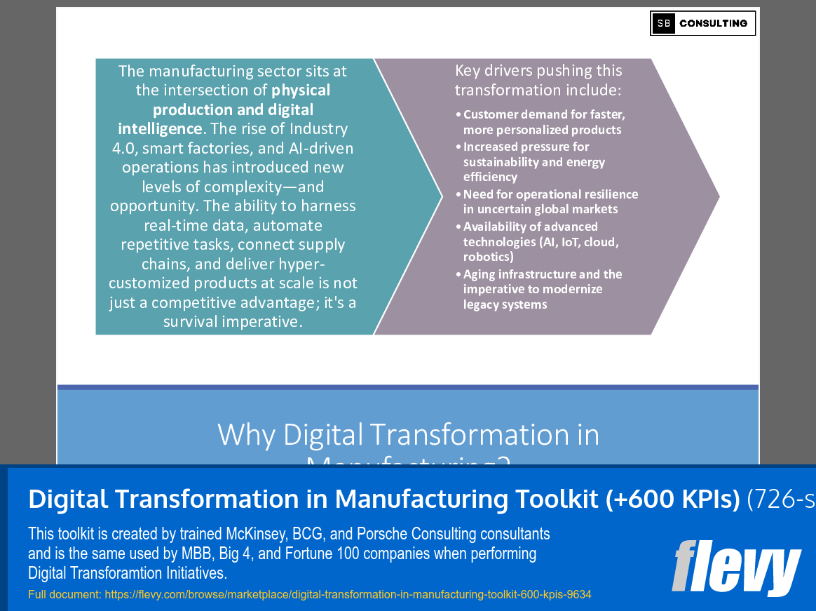 Digital Transformation in Manufacturing Toolkit (+600 KPIs) (726-slide PPT PowerPoint presentation slide deck (PPTX)) Preview Image