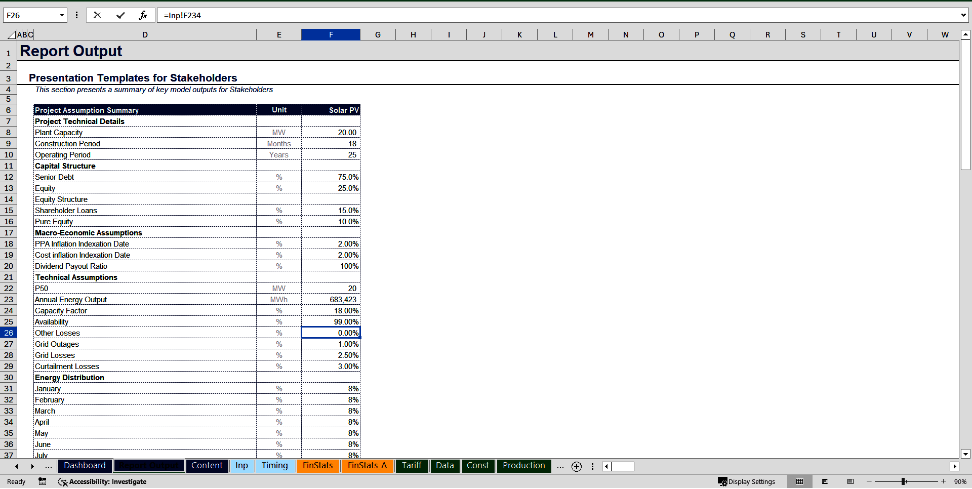 Solar (PV) Project Finance Model with Tariff Optimiser (Excel template (XLSB)) Preview Image