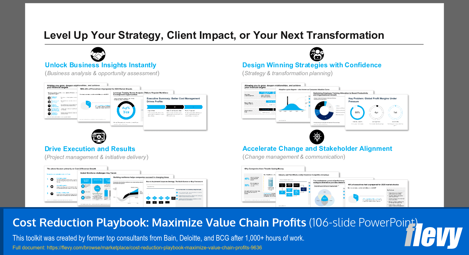 Cost Reduction Playbook: Maximize Value Chain Profits (106-slide PPT PowerPoint presentation slide deck (PPTX)) Preview Image