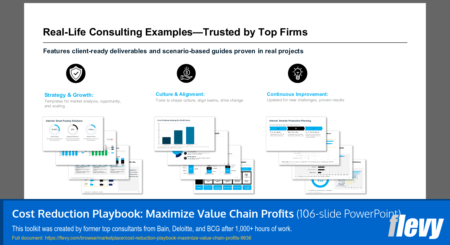 Cost Reduction Playbook: Maximize Value Chain Profits (106-slide PPT PowerPoint presentation slide deck (PPTX)) Preview Image
