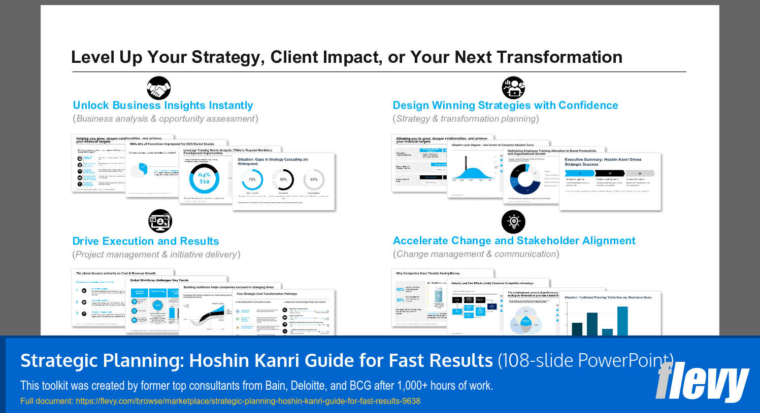 Strategic Planning: Hoshin Kanri Guide for Fast Results (108-slide PPT PowerPoint presentation slide deck (PPTX)) Preview Image