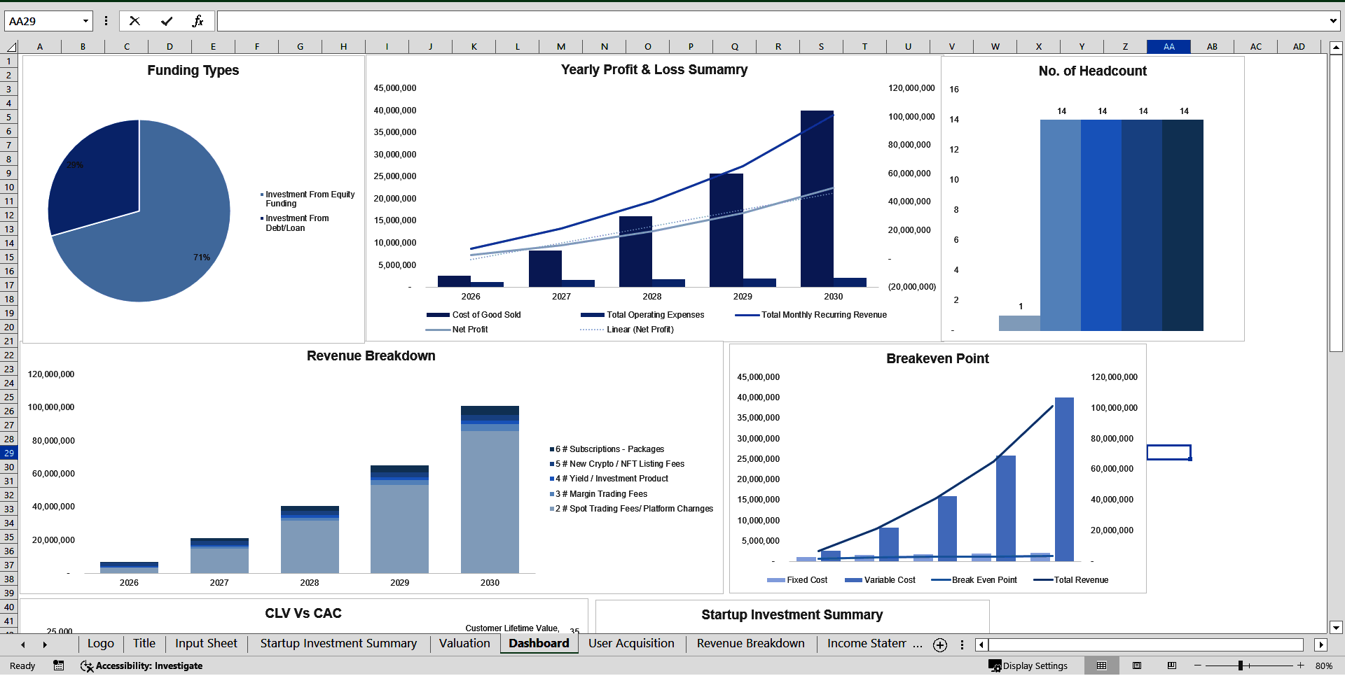 Crypto Trading Platform Financial Projection Model (Excel template (XLSX)) Preview Image
